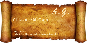 Altman Gábor névjegykártya